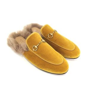 ⭐️ Brand New GUCCI Yellow Velvet Horse Bit Mules